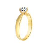 Solitaire Lady Engagement Ring Round Cubic Zirconia Yellow Gold 14k [R090-005]