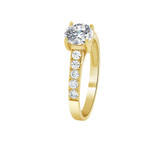 Lady Engagement Ring Round Cubic Zirconia Yellow Gold 14k [R090-014]