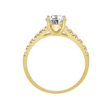 Lady Engagement Ring Round Cubic Zirconia Yellow Gold 14k [R090-014]