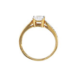Dainty Lady Engagement Ring Princess Cut Cubic Zirconia Yellow Gold 14k [R090-025]