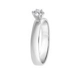 Solitaire Lady Engagement Ring Round Cubic Zirconia White Gold 14k [R090-051]