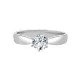 Solitaire Lady Engagement Ring Round Cubic Zirconia White Gold 14k [R090-055]