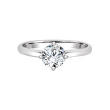 Solitaire Lady Engagement Ring Round Cubic Zirconia White Gold 14k [R090-062]