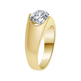 Solitaire Lady Engagement Ring Round Cubic Zirconia White Gold 14k [R090-100]