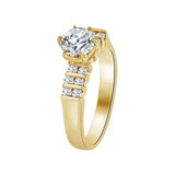 Lady Engagement Ring Round Cubic Zirconia Yellow Gold 14k [R091-004]