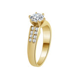 Lady Engagement Ring Round Cubic Zirconia Yellow Gold 14k [R091-009]