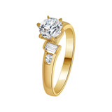 Lady Engagement Ring Round Cubic Zirconia Yellow Gold 14k [R091-015]