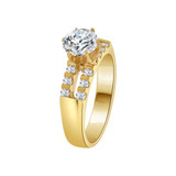 Lady Engagement Ring Round Cubic Zirconia Yellow Gold 14k [R091-019]