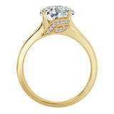 Solitaire Engagement Lady Ring Princess Cut Cubic Zirconia Yellow Gold 14k [R091-033]