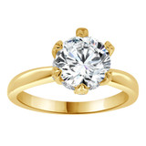 Solitaire Engagement Lady Ring Princess Cut Cubic Zirconia Yellow Gold 14k [R091-034]