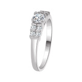 Lady Engagement Promise Ring Round Cubic Zirconia White Gold 14k [R091-052]