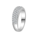 Lady Tapered Band Ring Cluster Pave Set Cubic Zirconia White Gold 14k [R091-063]