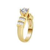 Lady Engagement Ring Round Cubic Zirconia Yellow Gold 14k [R092-007]