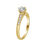 Dainty Lady Engagement Ring Round Cubic Zirconia Yellow Gold 14k [R092-009]