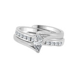 Lady 2 Piece Set Engagement Ring Marquise Cubic Zirconia White Gold 14k [R092-072]