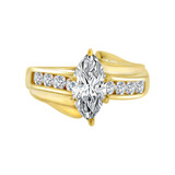 Lady Engagement Ring Marquise Cubic Zirconia Yellow Gold 14k [R093-013]