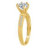 Lady Engagement Ring Round Cubic Zirconia Yellow Gold 14k [R093-027]