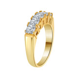 5 Stone Band Ring Princess Cut Cubic Zirconia Yellow Gold 14k [R094-002]