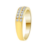 2 Row Stones Anniversary Promise Band Ring Cubic Zirconia Yellow Gold 14k [R094-007]