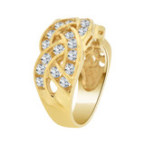 Braided Anniversary Engagement Band Ring Cubic Zirconia Yellow Gold 14k [R094-009]