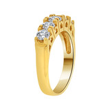 5 Stone Band Ring Round Cut Cubic Zirconia Yellow Gold 14k [R094-012]