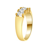 3 Stones Anniversary Ring Princess Cut Cubic Zirconia Yellow Gold 14k [R094-018]