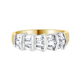 Band Ring Baguette Shape Cubic Zirconia Yellow Gold 14k [R094-024]