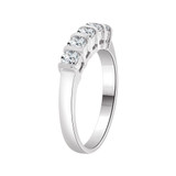 5 Stone Band Ring Round Cut Cubic Zirconia White Gold 14k [R094-054]