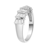 Band Ring Baguette Shape Cubic Zirconia White Gold 14k [R094-074]