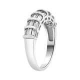 Band Ring Baguette Shape Cubic Zirconia White Gold 14k [R094-075]