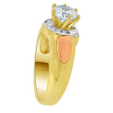 Lady Engagement Ring Round Cubic Zirconia Tricolor Gold 14k [R095-029]