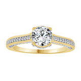 Lady Engagement Ring Round Cubic Zirconia Yellow Gold 14k [R095-032]