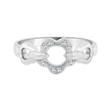 Abstract Flower Design Fashion Ring Cubic Zirconia White Gold 14k [R095-059]