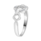 Abstract Flower Design Fashion Ring Cubic Zirconia White Gold 14k [R095-059]