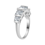 5 Stone Anniversary Ring Princess Cut Cubic Zirconia White Gold 14k [R095-063]