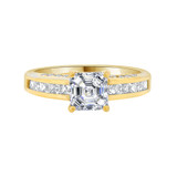 Lady Engagement Ring Princess Cubic Zirconia Yellow Gold 14k [R096-002]