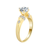 Lady Engagement Ring Round Cubic Zirconia Yellow Gold 14k [R096-003]