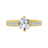 Elegant Engagement Ring Round Cubic Zirconia Yellow Gold 14k [R096-025]