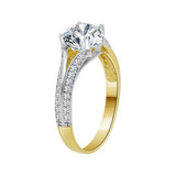Lady Engagement Ring Cubic Zirconia Yellow Gold 14k [R096-029]