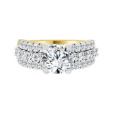 Lady Engagement Ring Round Cubic Zirconia Yellow Gold 14k [R097-002]