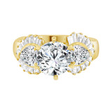 Lady Engagement Ring Round Cubic Zirconia Yellow Gold 14k [R097-008]