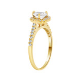 Halo Lady Engagement Heart Cubic Zirconia Yellow Gold 14k [R097-020]