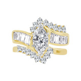 Lady 2 Set Engagement Ring Marquise Cubic Zirconia Yellow Gold 14k [R097-022]