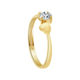 Dainty Heart Solitaire Promise Ring Round Cubic Zirconia Yellow Gold 14k [R097-024]