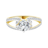 Lady Engagement Ring Round Cubic Zirconia Yellow Gold 14k [R097-028]