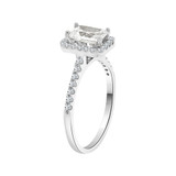 Halo Lady Engagement Radiant Cubic Zirconia White Gold 14k [R097-056]