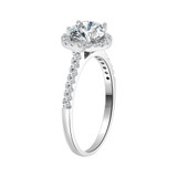 Halo Lady Engagement Round Cubic Zirconia White Gold 14k [R097-057]