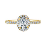 Halo Lady Engagement Ring Oval Cubic Zirconia Yellow Gold 14k [R098-002]