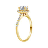 Halo Lady Engagement Ring Oval Cubic Zirconia Yellow Gold 14k [R098-002]