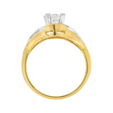 Lady Wavy Engagement Ring Cubic Zirconia Yellow Gold 14k [R098-011]